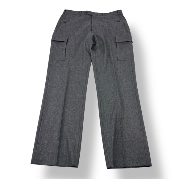 J Hilburn Mens Charcoal Vitale Barberis Wool Cargo Dress Pants Size 34x32